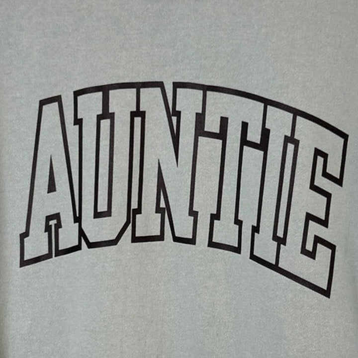 Upcycled Hand Printed Womens Large Auntie Long Sleeve Crew Neck Sweatshirt