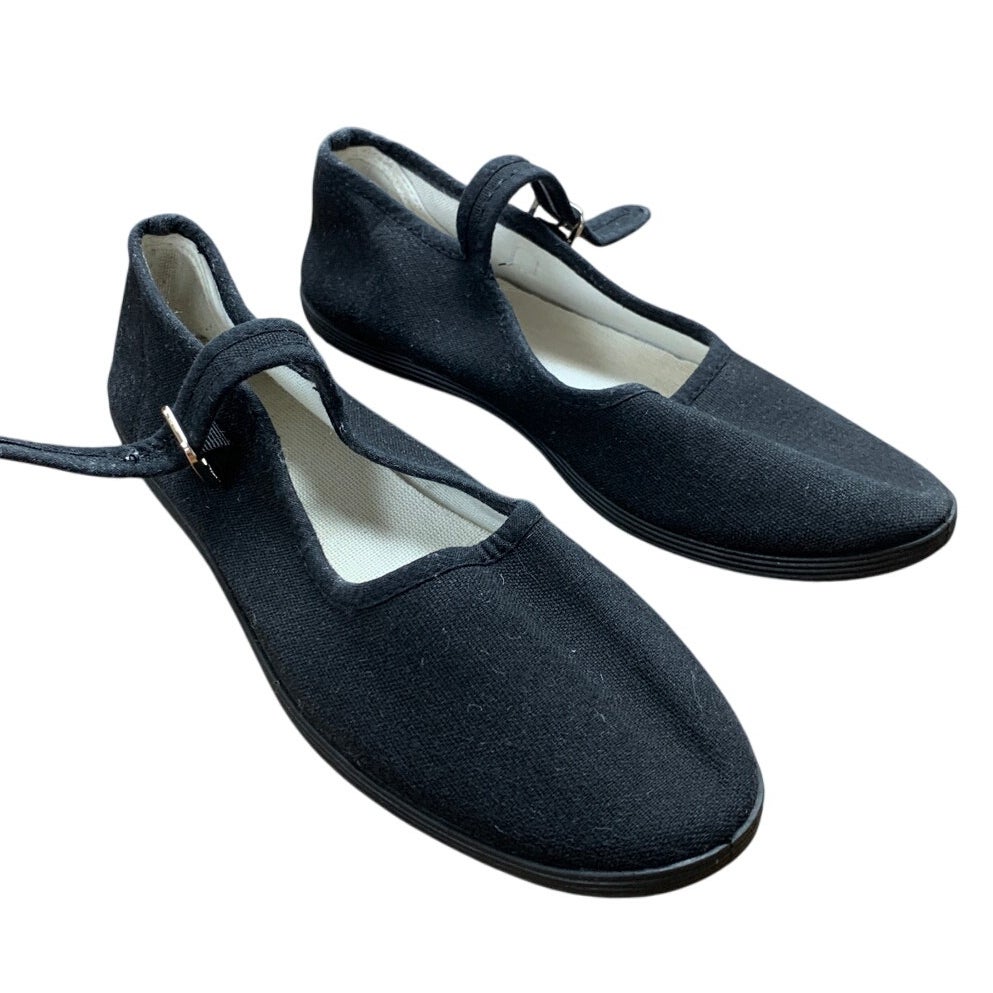 Shoes18 Womens Size 6.5 Black Foldable Portable Travel Ballet Flat Buckle Shoes
