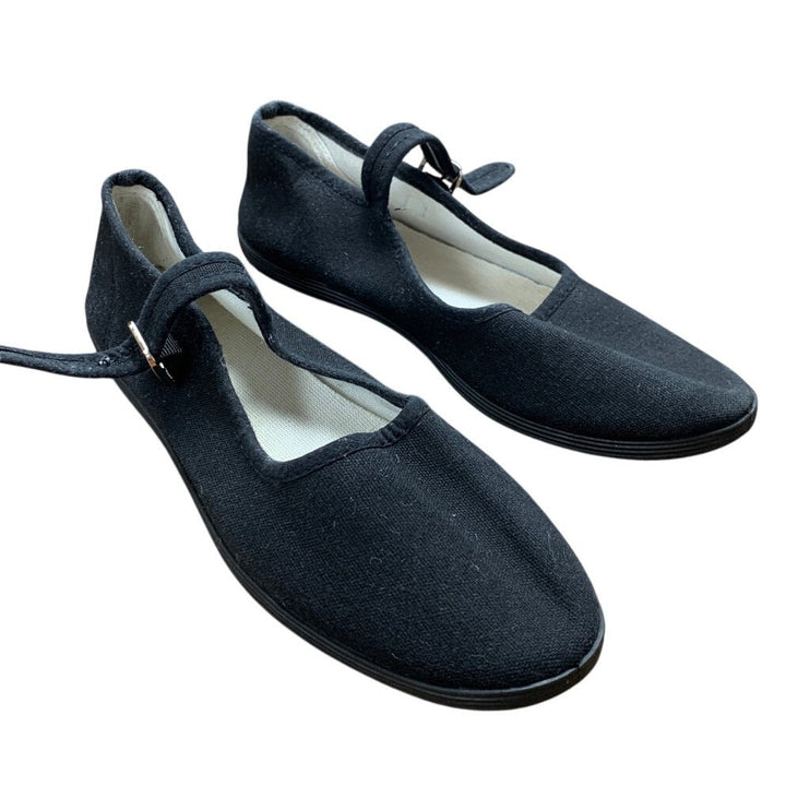 Shoes18 Womens Size 6.5 Black Foldable Portable Travel Ballet Flat Buckle Shoes