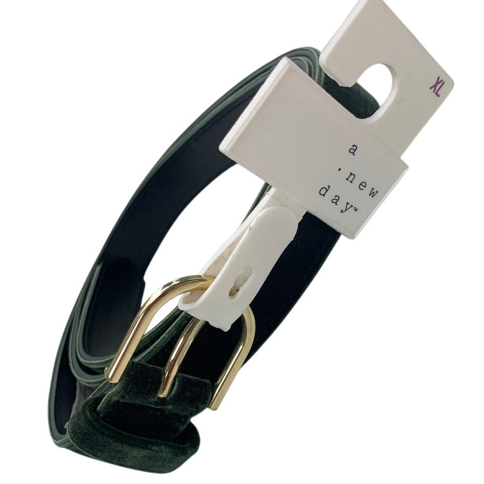NWT A New Day Womens XL Olive Green Velvet Faux Leather Fancy Fashion Belt