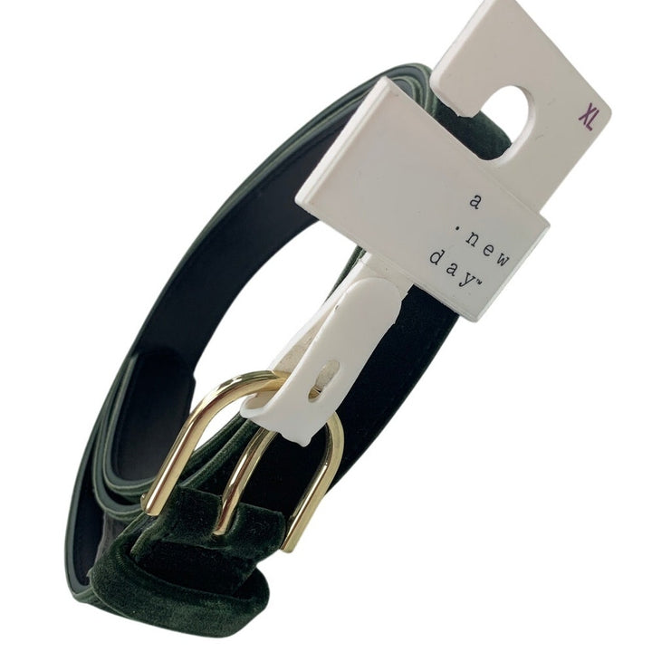 NWT A New Day Womens XL Olive Green Velvet Faux Leather Fancy Fashion Belt