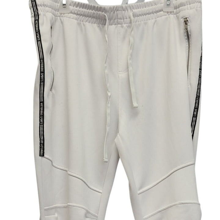 G Style Mens 3XL White PolySpandex Drawstring Waist Athletic Jogger Sweatpants