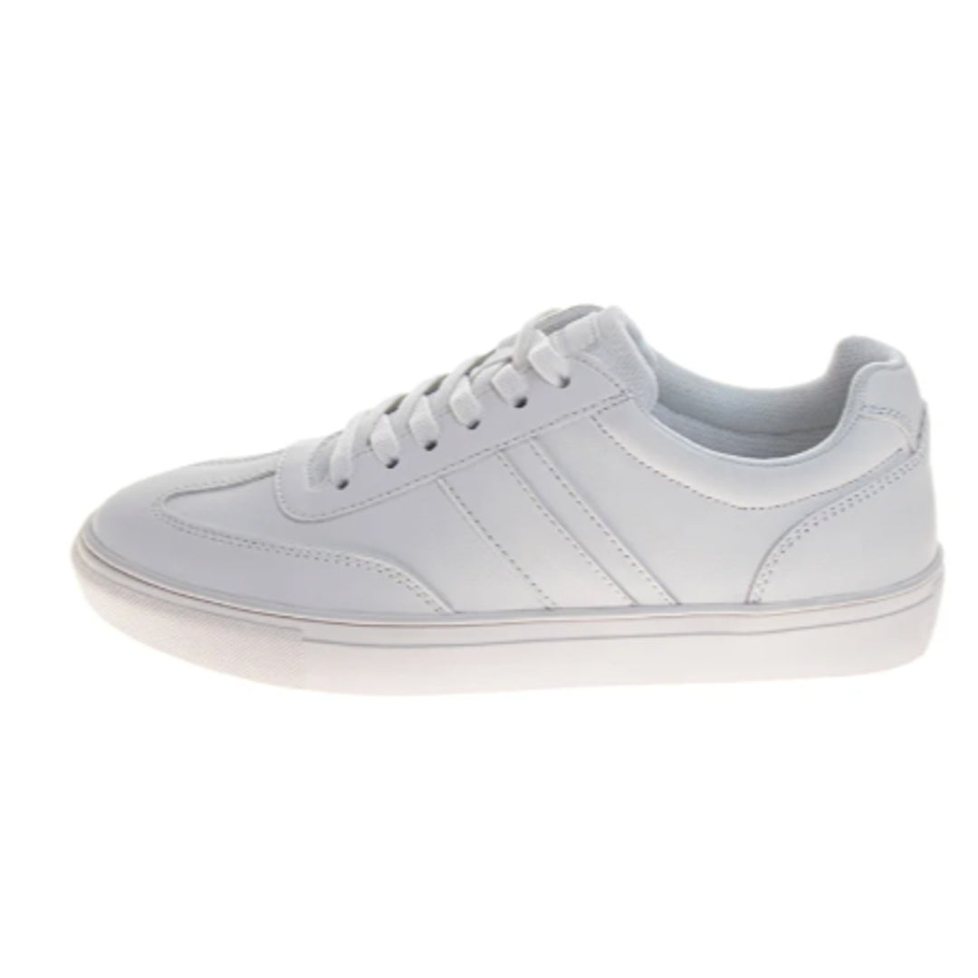 New Perry Ellis Mens Size 10.5 White Faux Leather Lace Up Low Top Sneaker Shoes
