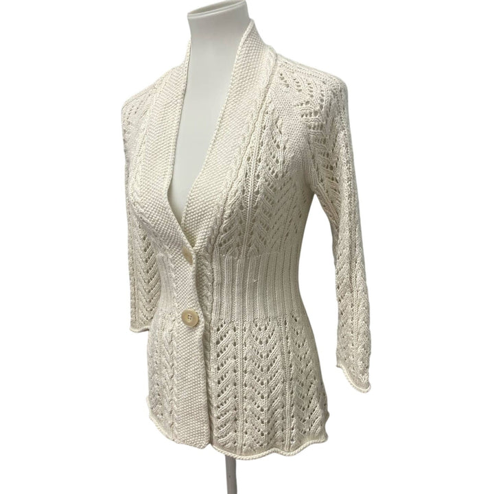 Eddie Bauer Womens Medium Long Sleeve Two Button Cotton Blend Cardigan Sweater
