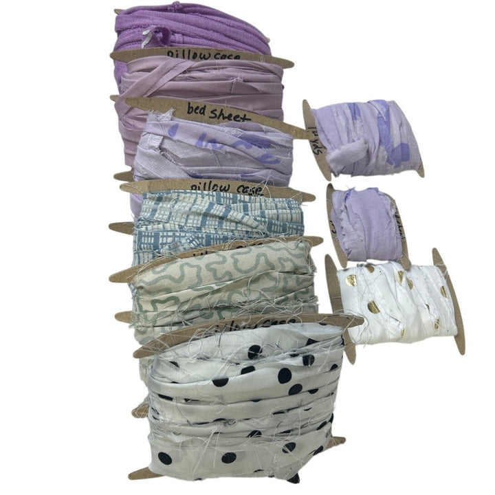 100+ Yards Handmade Upcycled Fabric Ribbon Yarn from Pillow Cases Bed Sheets