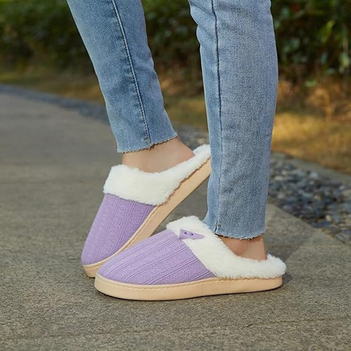 New NineCiFun Womens Size 10 Purple Slip On Fuzzy Memory Foam House Slippers