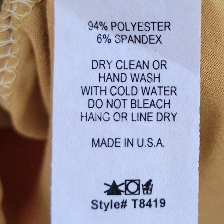 NWT New Mitto Shop Womens Large PolyRayon Mustard Yellow Puff Sleeve Knit Top