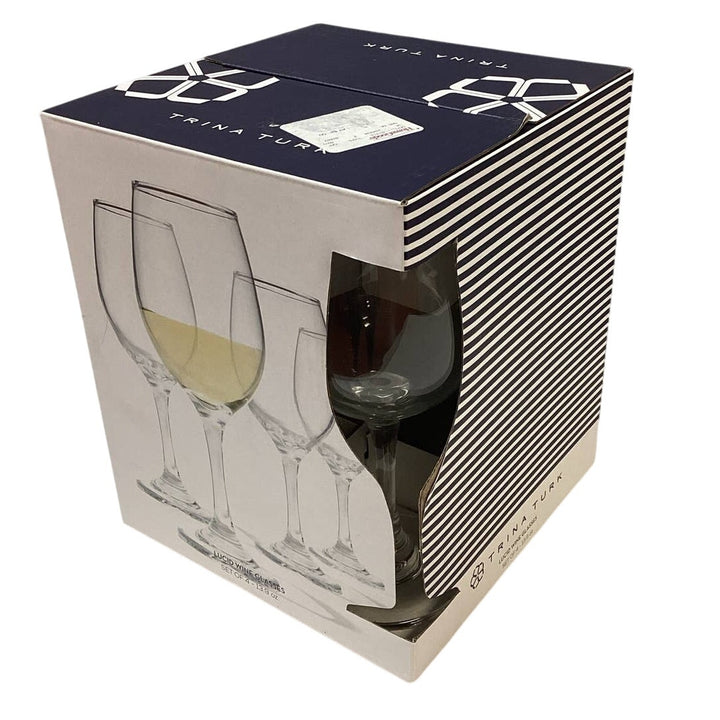 New in Box Trina Turk Clear Lucid 13.9 oz Dishwasher Safe Wine Glasses Set of 4