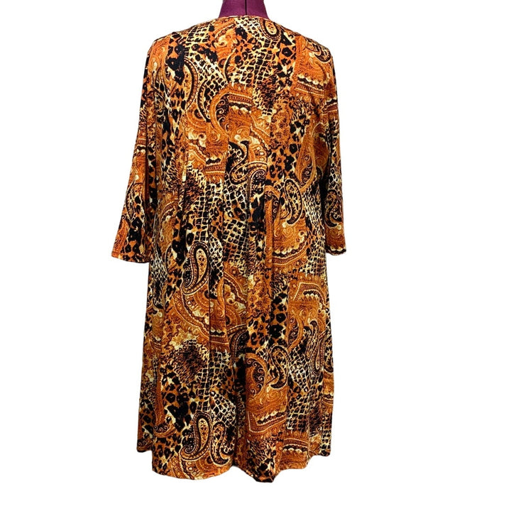 New York Collection 2X Lightweight Paisley Floral Stretchy Maxi Dress w Scarf