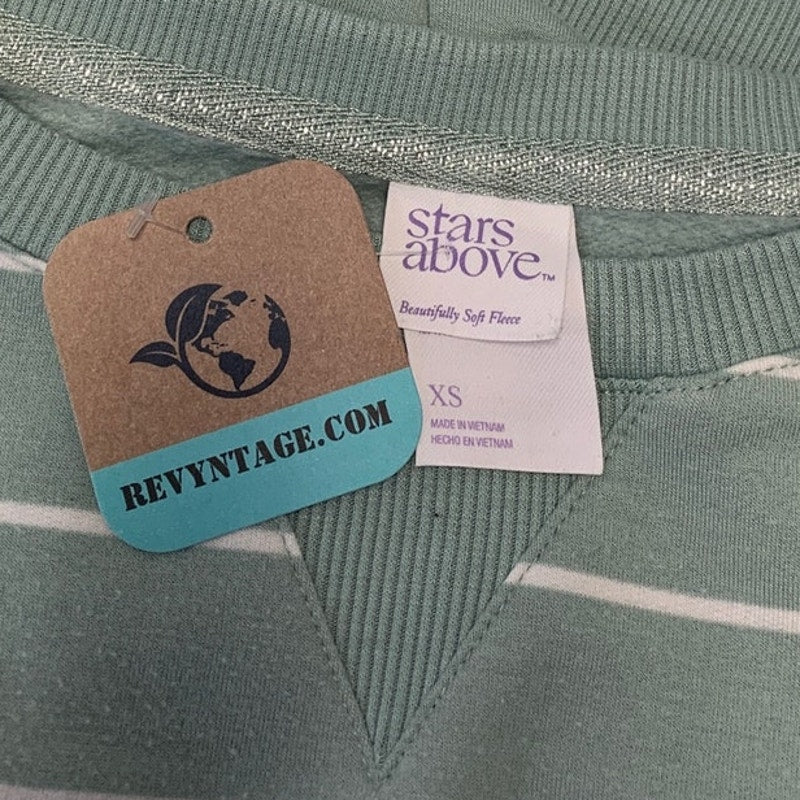 Hand Printed Upcycled Womens XS PolyBlend Earth Day Long Sleeve Sweatshirt