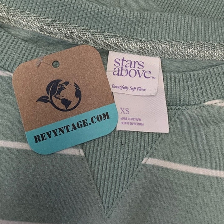 Hand Printed Upcycled Womens XS PolyBlend Earth Day Long Sleeve Sweatshirt