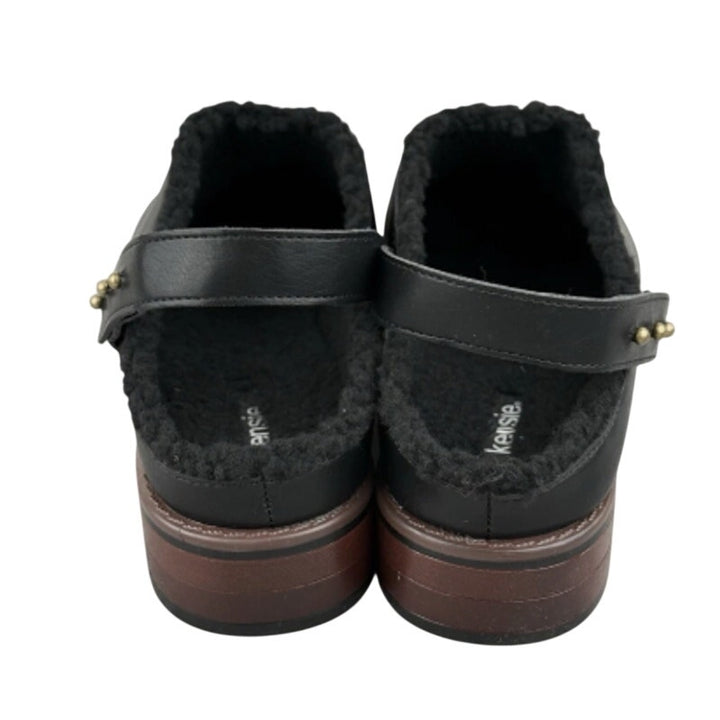 New In Box Kensie Womens Size 6.5 Black Faux Leather Wrylie Lined Clog Shoes