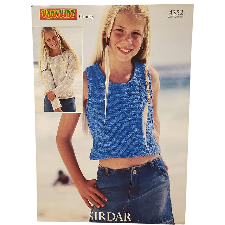 New Sirdar 4352 Kool Kidz Chunky Fun Yarn Child Top Sweater Knitting Pattern