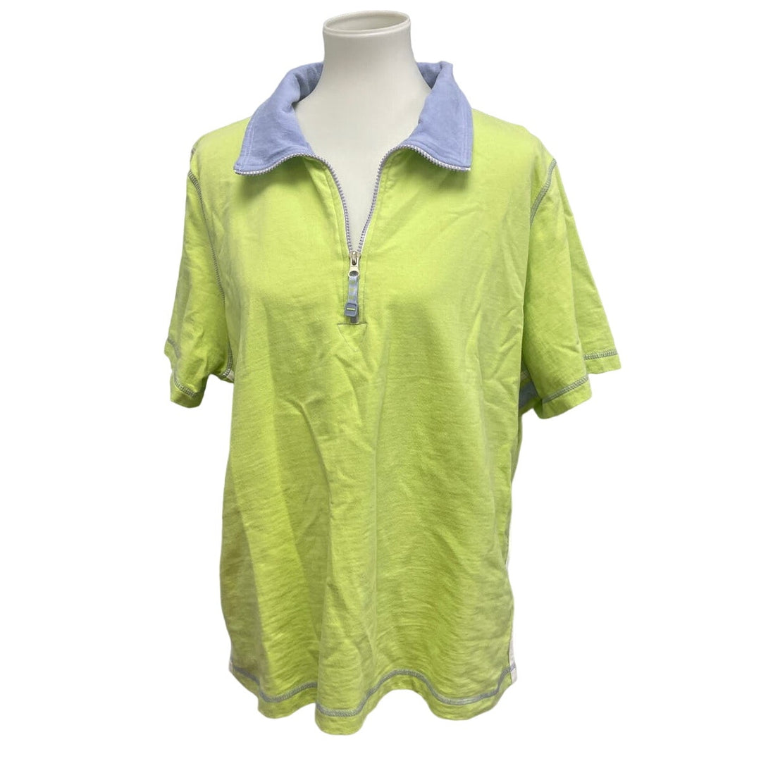Oleg Cassini Sport Women 2X Short Sleeve 100% Cotton Collared Polo Shirt Top