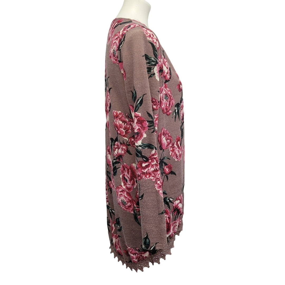 Charlotte Russe Womens Medium PolySpandex Long Sleeve Floral Open Cardigan