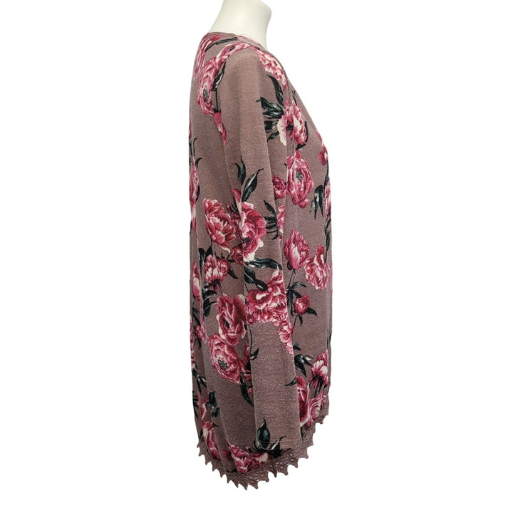 Charlotte Russe Womens Medium PolySpandex Long Sleeve Floral Open Cardigan