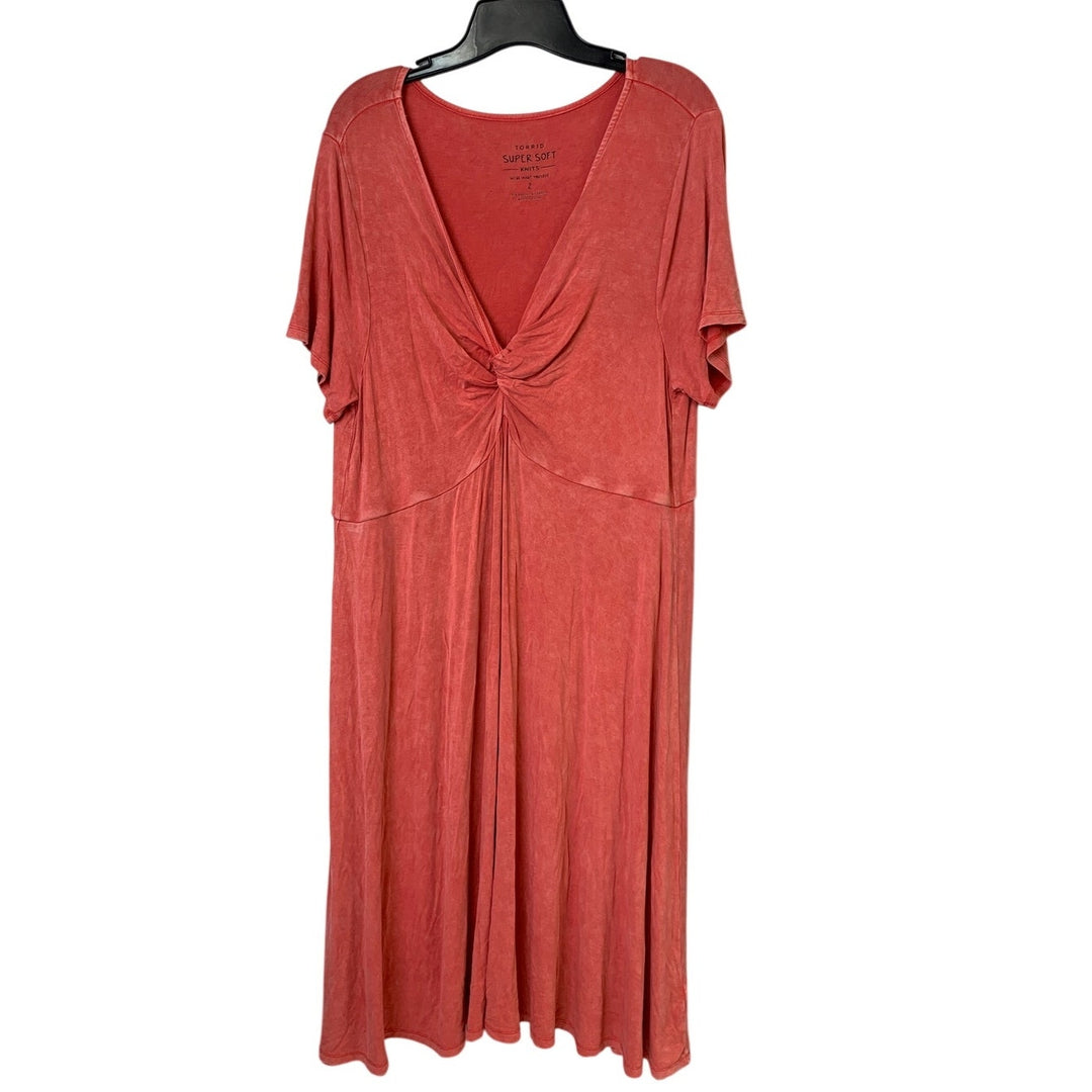 Torrid Womens Size 2 (18-20) Pink Super Soft Short Sleeve V Neck Flowy Dress