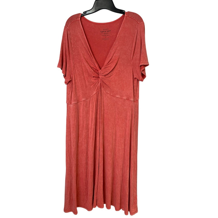 Torrid Womens Size 2 (18-20) Pink Super Soft Short Sleeve V Neck Flowy Dress