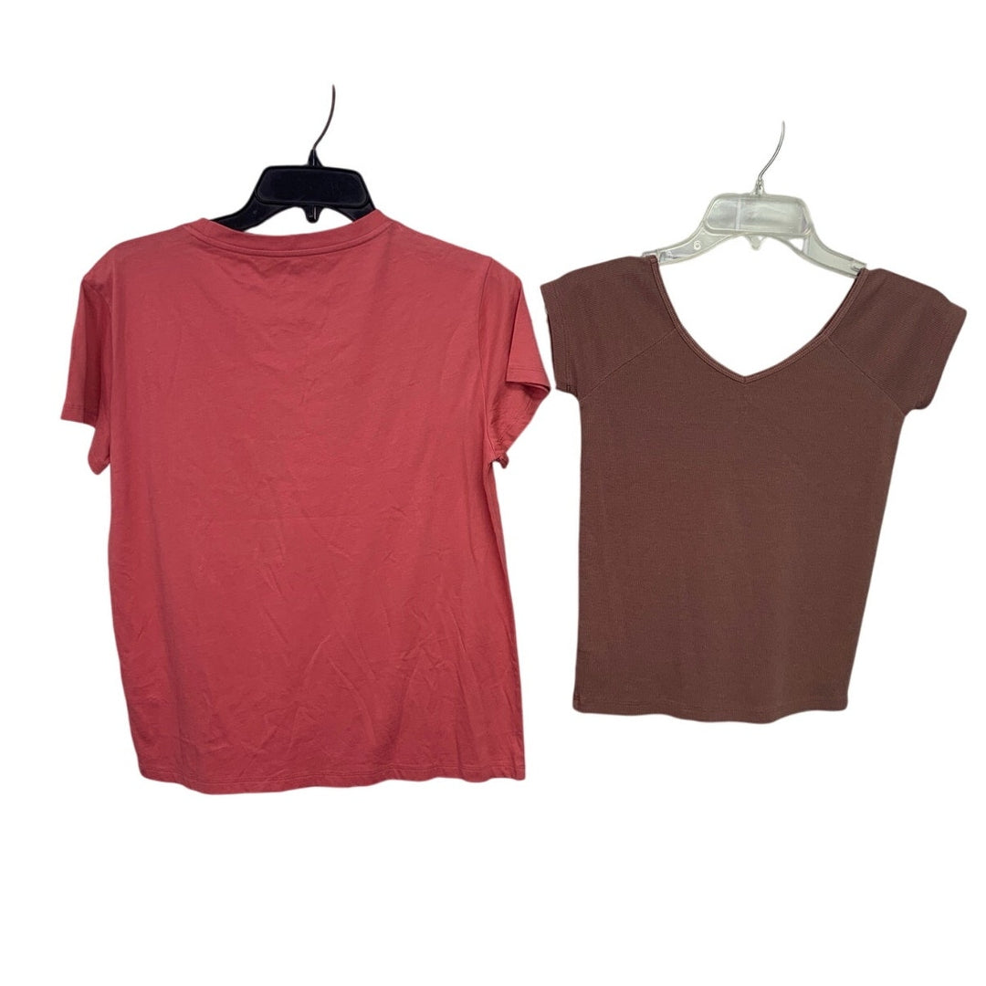 2 New American Eagle Womens Medium New York Short Sleeve Ribbed Tee Shirts Tops