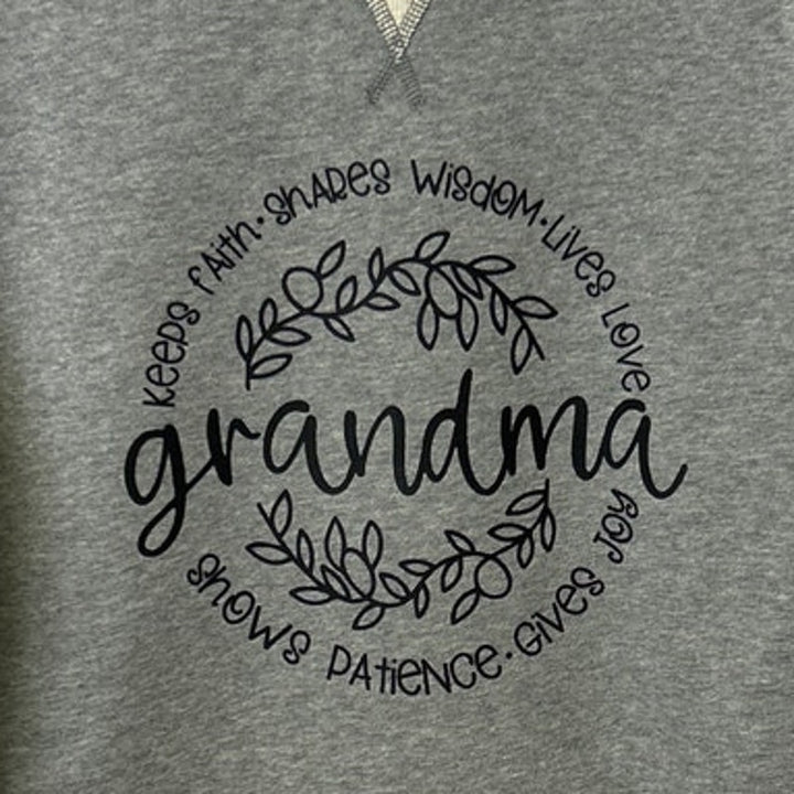 New Hand Printed Womens Small Grnadma Faith Love Joy Long Sleeve Sweatshirt