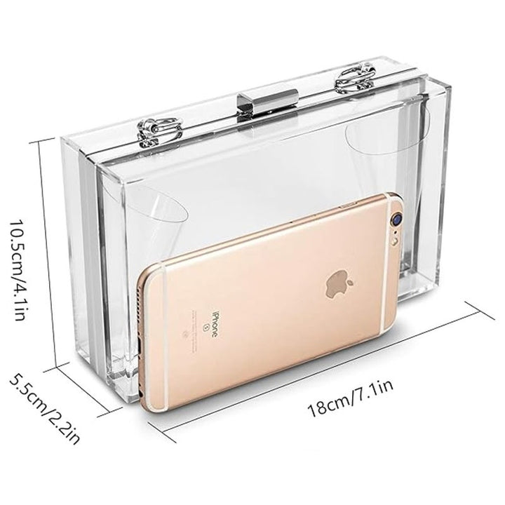 New WJCD Womens Clear Hard Acrylic Box Transparent Clutch Handbag Bag Purse