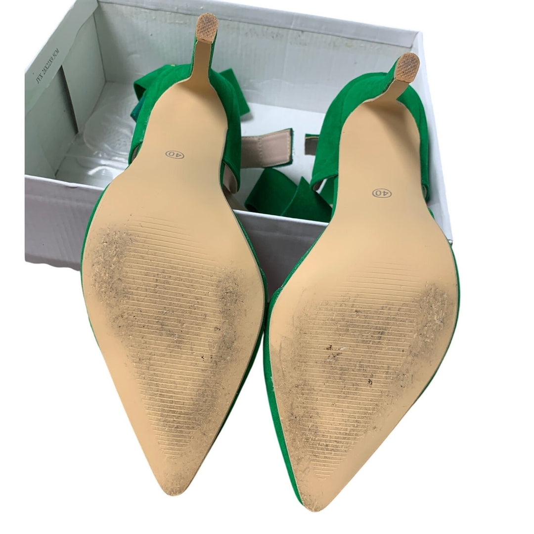 Maiernisi Jessi Womens 9.5 Kelly Green Faux Suede 4.5" Closed Toe Bow Pump Shoes
