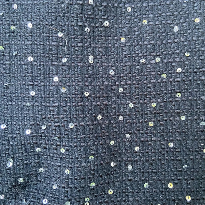 Ann Taylor Womens Size 8 Black Wool Blend Silver Sequin Back Zip Pencil Skirt