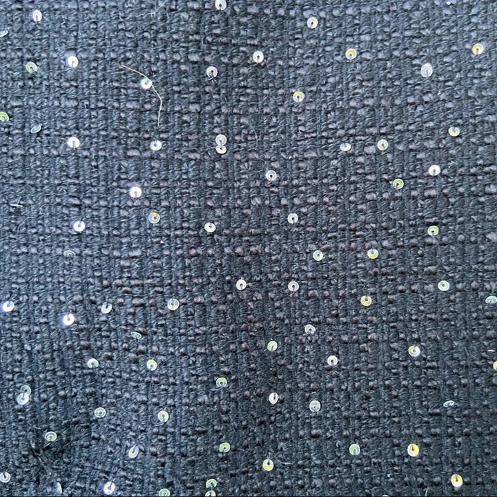 Ann Taylor Womens Size 8 Black Wool Blend Silver Sequin Back Zip Pencil Skirt