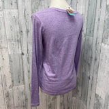 Hand Printed Upcycled Womens Medium Vintage Book Page Flower Long Sleeve Tee
