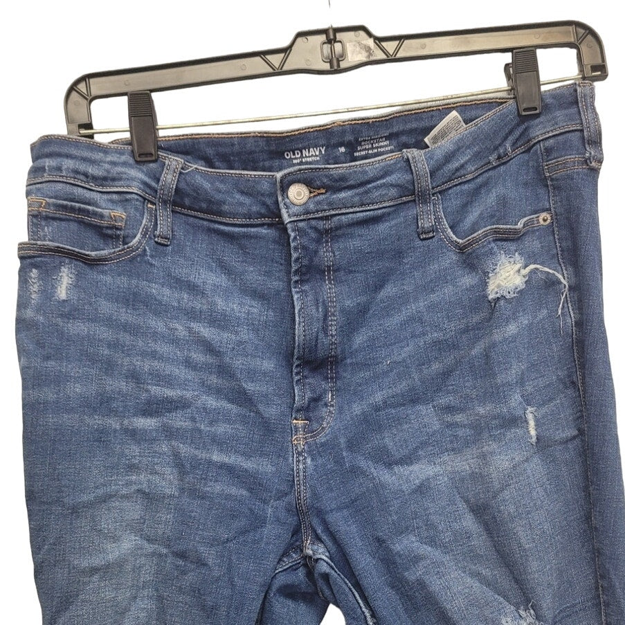 Old Navy Womens 16 Distressed Extra High Rise Rockstar Super Skinny Jeans