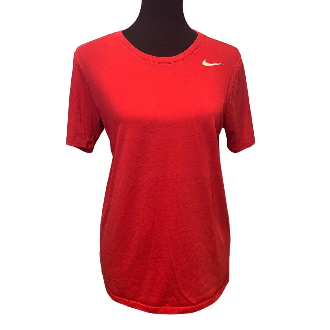 Nike Mens Small Red Althletic Cut Dri Fit Short Sleeve PolyCotton Tee Shirt