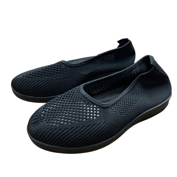 New Womens size 8 Black Fabric Mesh Slip On Casual Flats Comfort Shoes