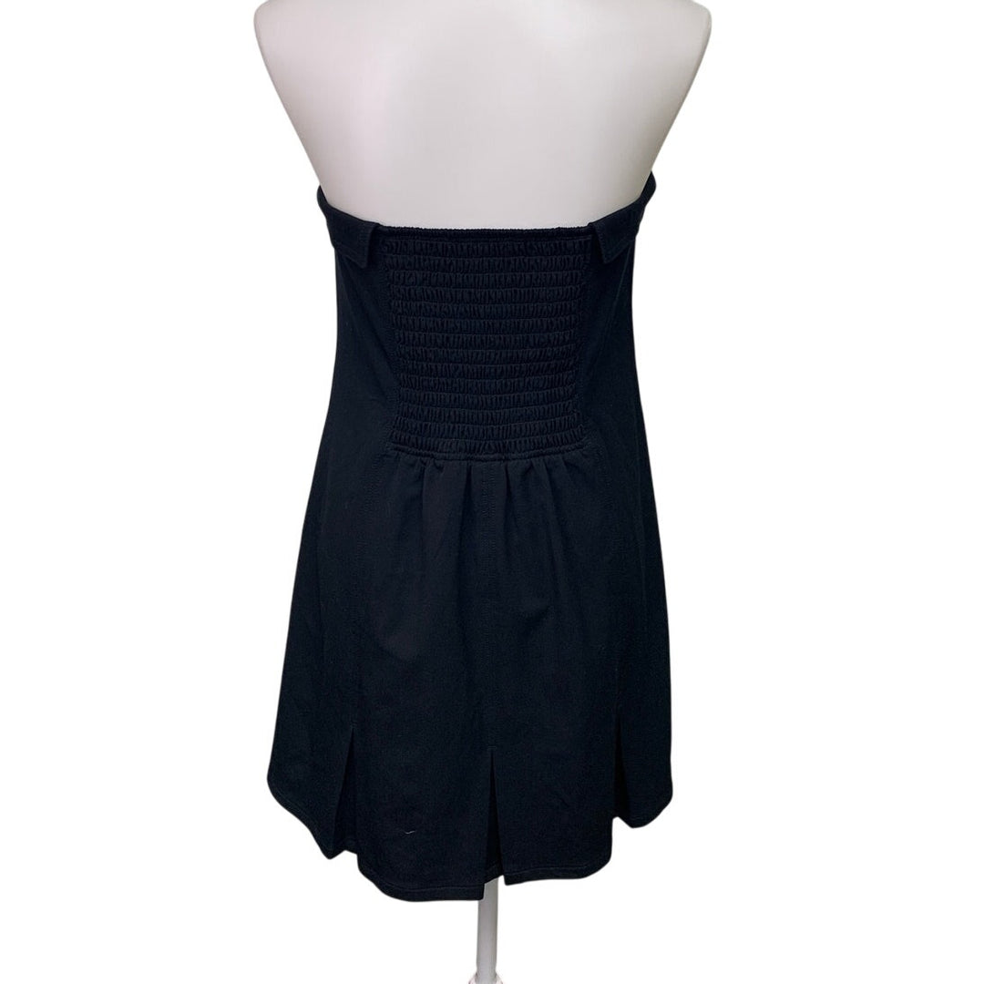 New American Eagle Womens Medium Black LBD Foldover Tube Smocked Mini Dress