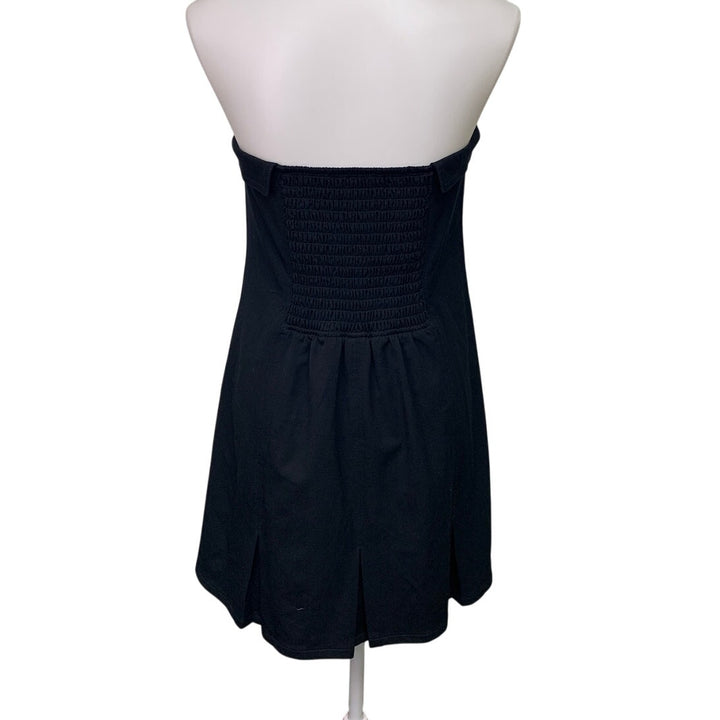 New American Eagle Womens Medium Black LBD Foldover Tube Smocked Mini Dress