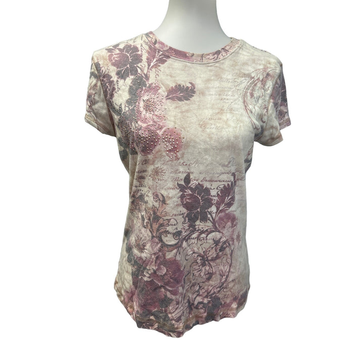 2 Proplayer Apt 9 Large Floral Cross Front Cotton Jersey Short Sleeve Tee Shirts