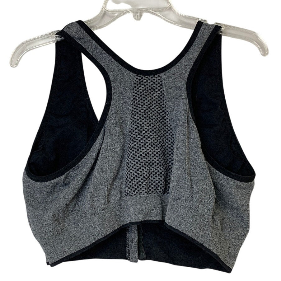 Womens 3XL Gray Heathered Front Zip Padded Wire Free Athletic Sports Bra