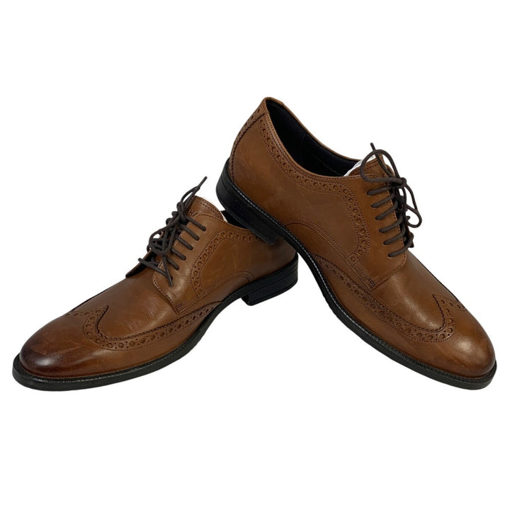 Cole Haan Mens Size 9.5 Brown British Tan Wing Oxford Round Toe Leather Shoes