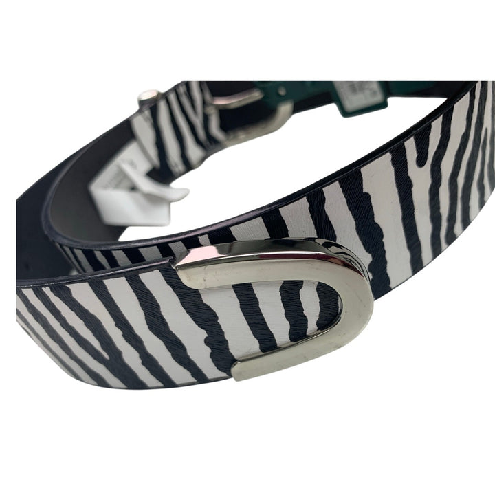 New Wild Fable Womens XS Zebra Stripe Faux Leather Silver Buckle Fashion Belt