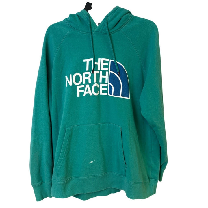 The North Face Womens 2X Blue Cotton Blend Long Sleeve Sweatshirt Hoodie w spot