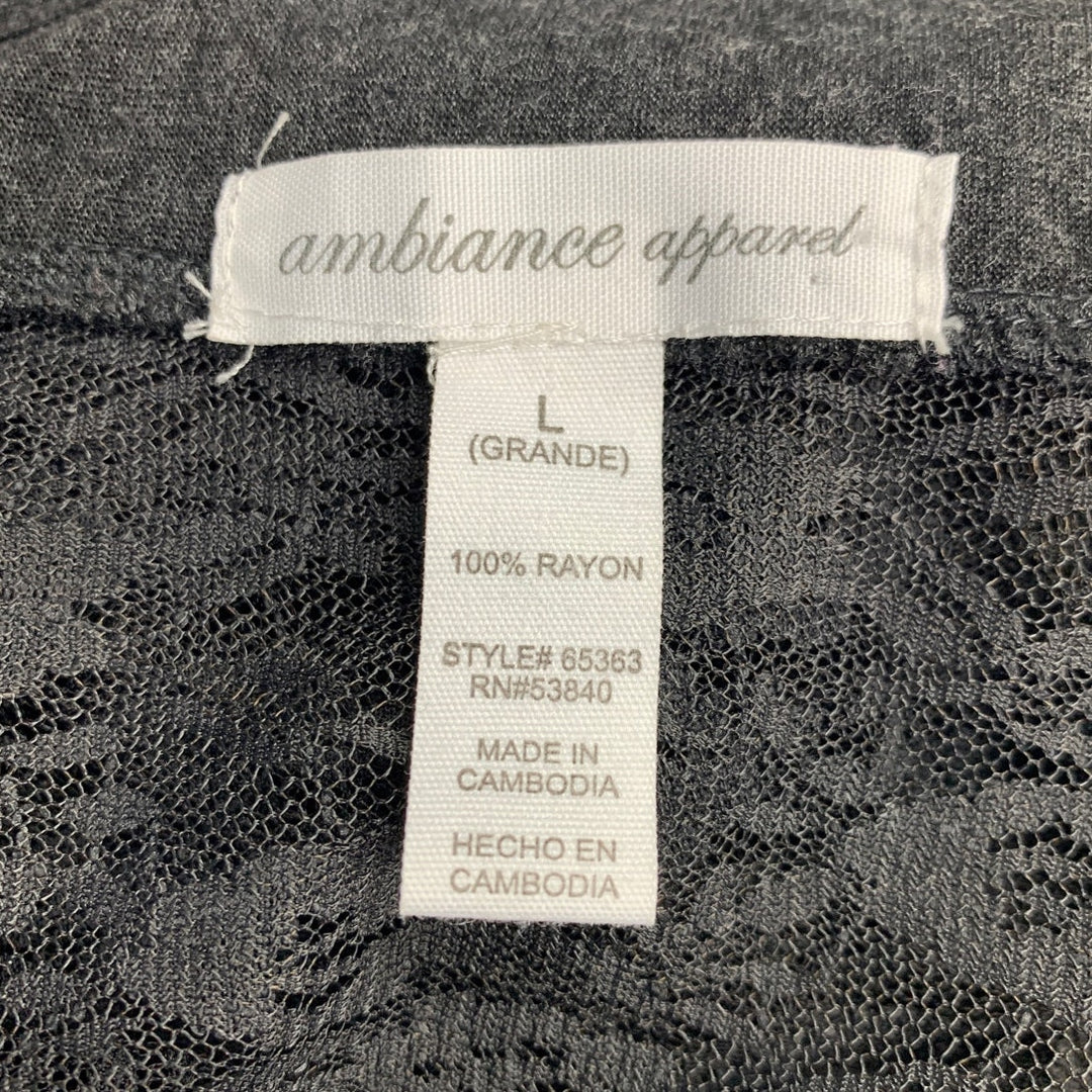 Ambiance Apparel Womens Large Floral Lace Back Long Sleeve Drapey Cardigan