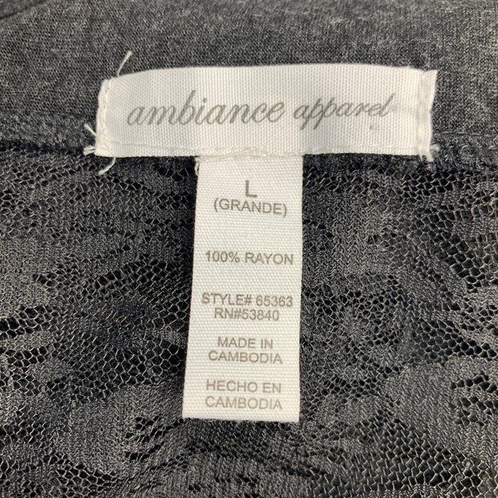 Ambiance Apparel Womens Large Floral Lace Back Long Sleeve Drapey Cardigan