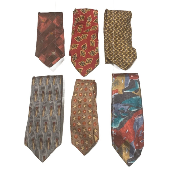 6 Gold Red Silver Polka Dot Floral Geometric Vintage &amp; Newer Mens Neck Ties
