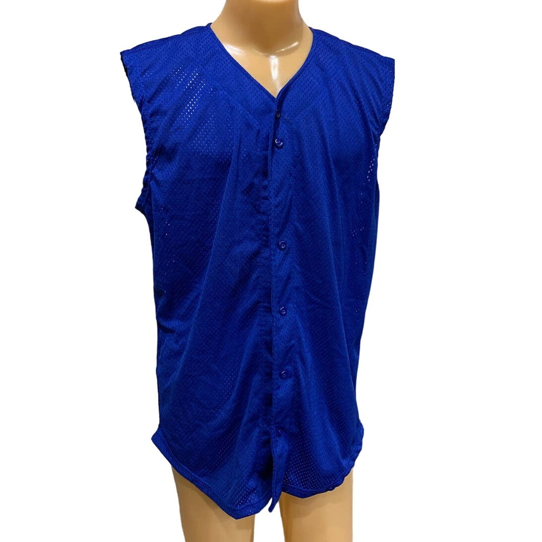 New Tag Team Uniform Adult Large Blue Lightweight Mesh Button Down Baseball Vest