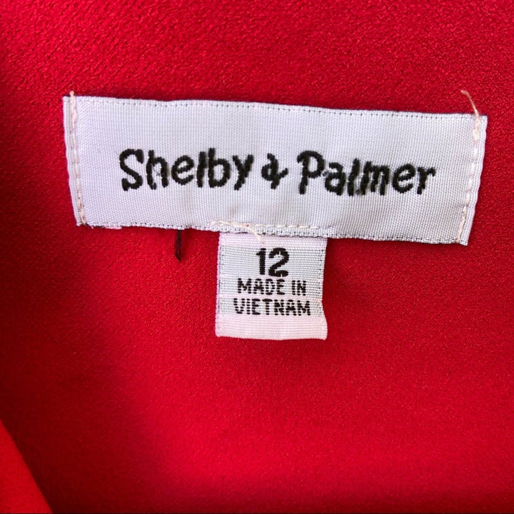 Shelby &amp; Palmer Womens Size 12 Red PolySpandex Gold Button Up Waist Tie Dress