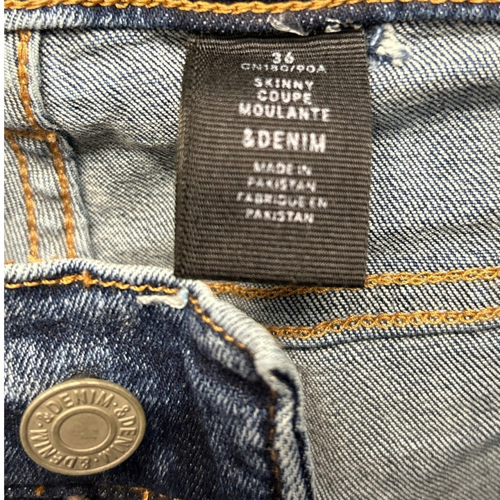 H&amp;M &amp;Denim Womens Size 36 Factory Distressed Stretch Cotton Denim Skinny Jeans