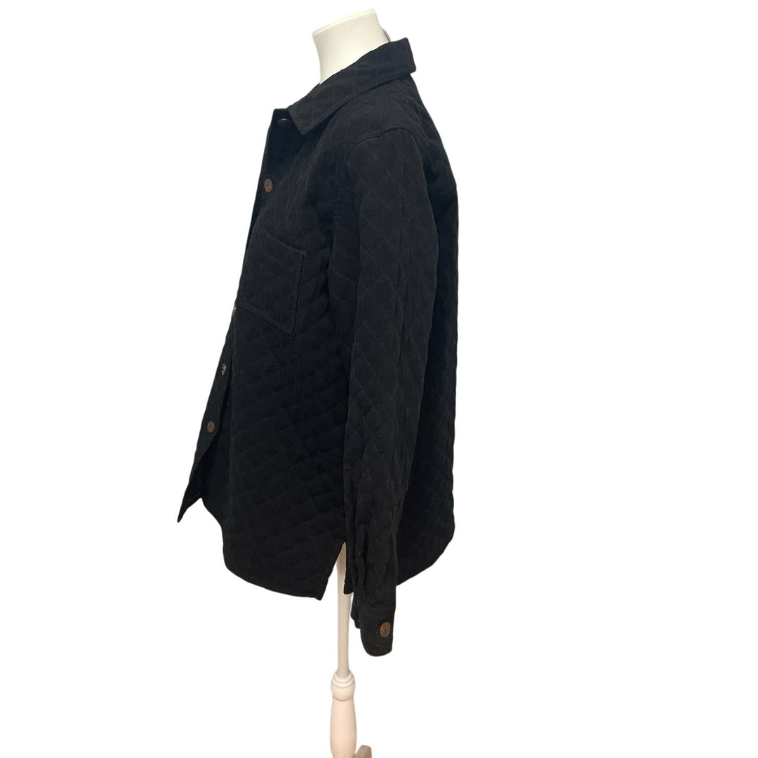 Talbots Womens Medium Super Soft Quilted Long Sleeve Button Up Polyester Jacket