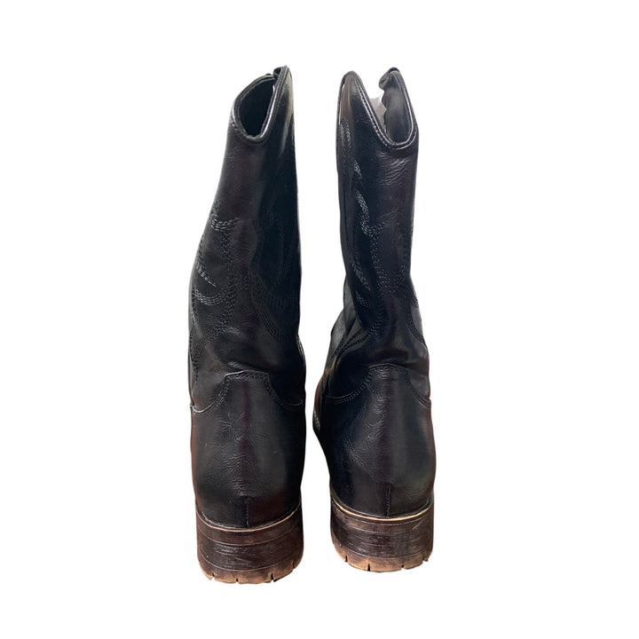 RLW Mens Size 11 Black Faux Leather 1.5" Heel Slip On Rugged Cowboy Boot Shoes