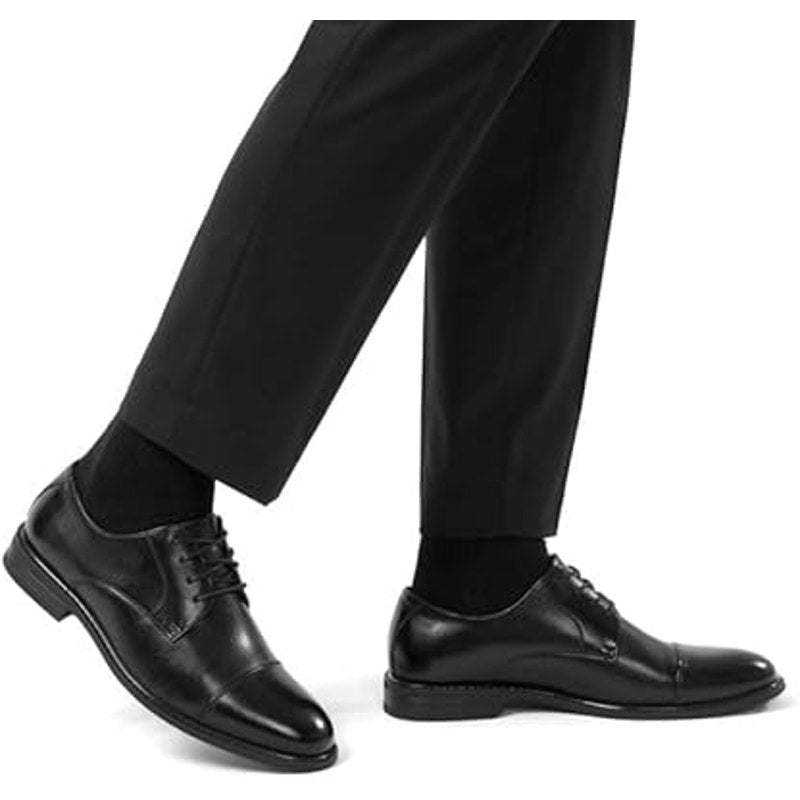Cusolamore Mens Size 10 Black Lace Up Wingtip Faux Leather Classic Dress Oxfords
