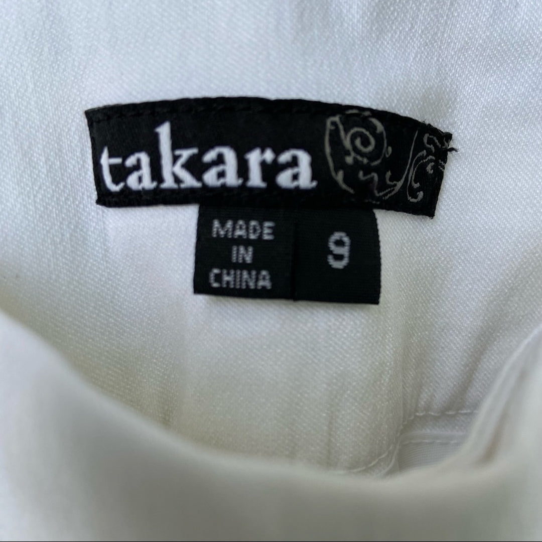 NWT New Takara Juniors Size 9 White Flat Front Rayon Blend Capri Cropped Pants