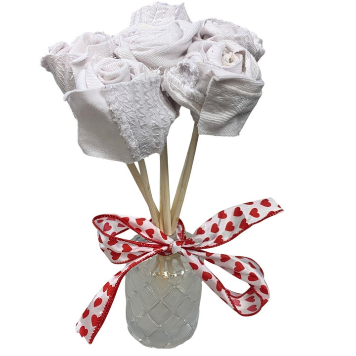 Handmade Upcycled White Denim Valentine&